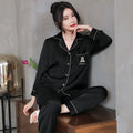 Manufacturer Wholesale Button Satin Winter Sleepwear Red Sexy Lace Nightdress Girls Pyjamas Set