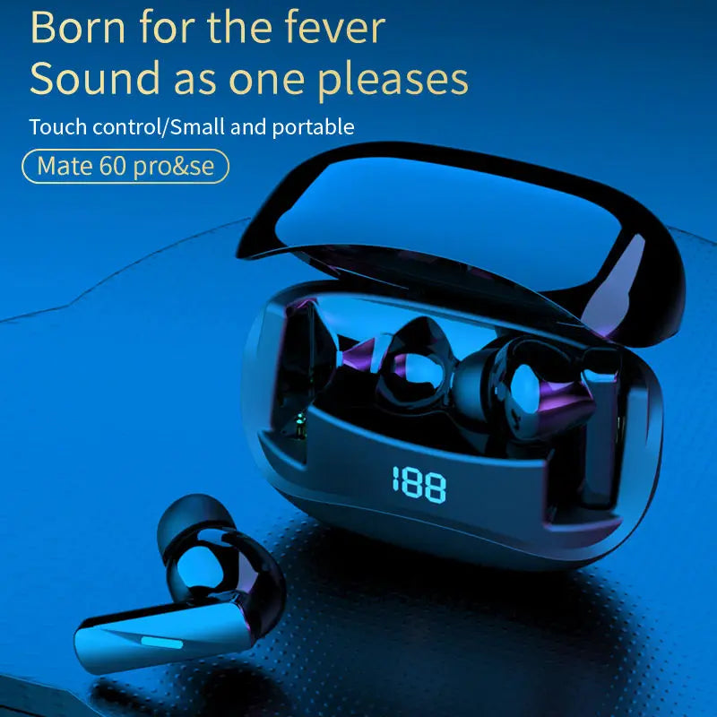 New MATE 60 TWS Earphone True Wireless Stereo Digital Display Earbuds Touch Control in Ear Mate60 Earphone