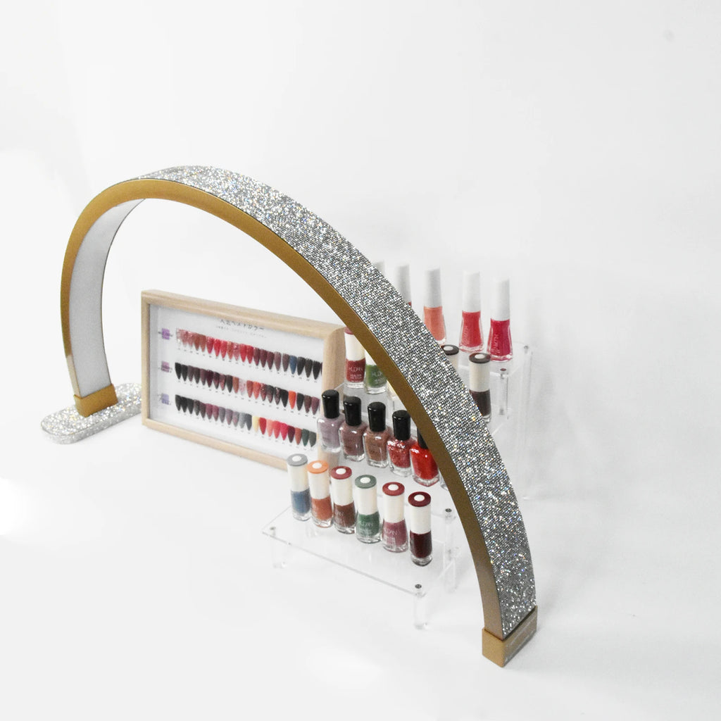 Golden Crystal Table Lamp High Quality 30inch Led Half Moon UV Nail Lamp With Phone Holder Desktop Arch Nail Lamp for Beauty