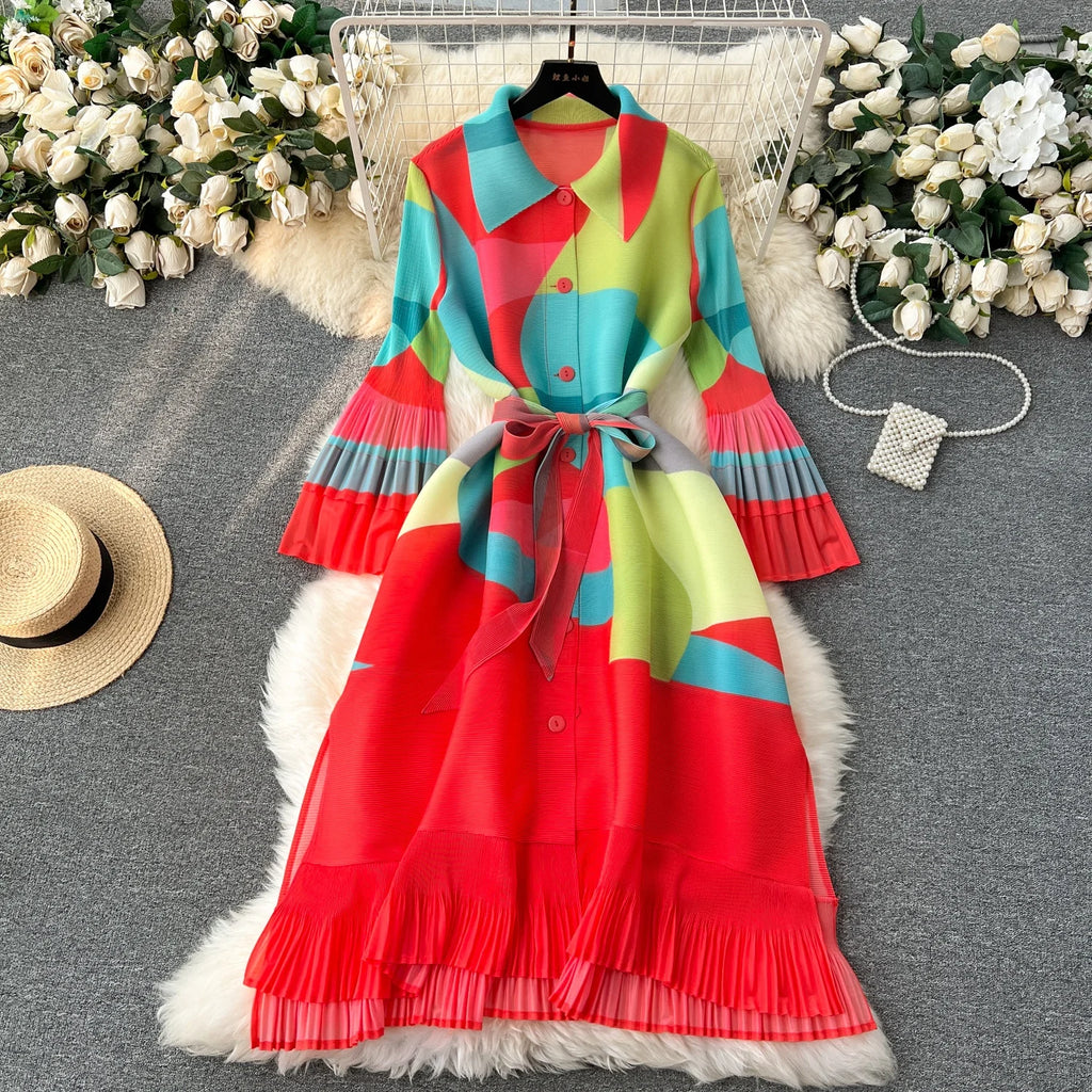 Spring Commuter Long Sleeve Elegant Fashion Ruffled Hollow Women's Dress