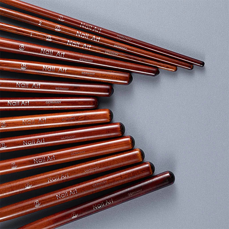 French Nail Brush Set Professional High Quality Beauty Tool with Custom Logo Wood Handle and Nylon Bristles Packaged in Opp Bag