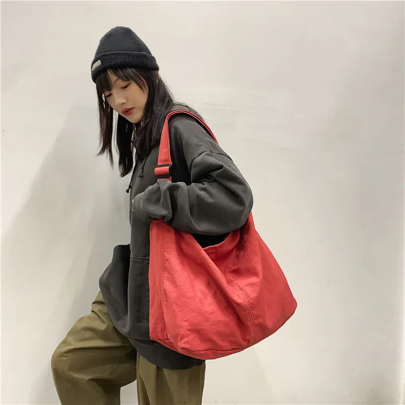 HOCODO New Bags for Women 2022 Canvas Shoulder Bag Fashion Large Capacity Handbags Female Casual Travel Bags Soft Crossbody Bags