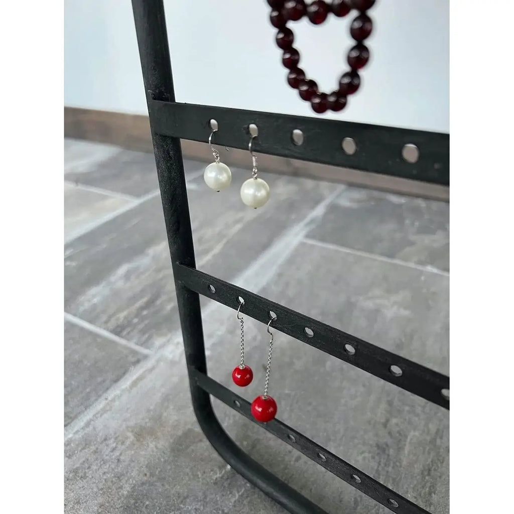 PARISLOFT Foldable Jewelry Holder With Mirror Black Metal Organizer For Necklaces Bracelets Earrings Rings Table Top Display
