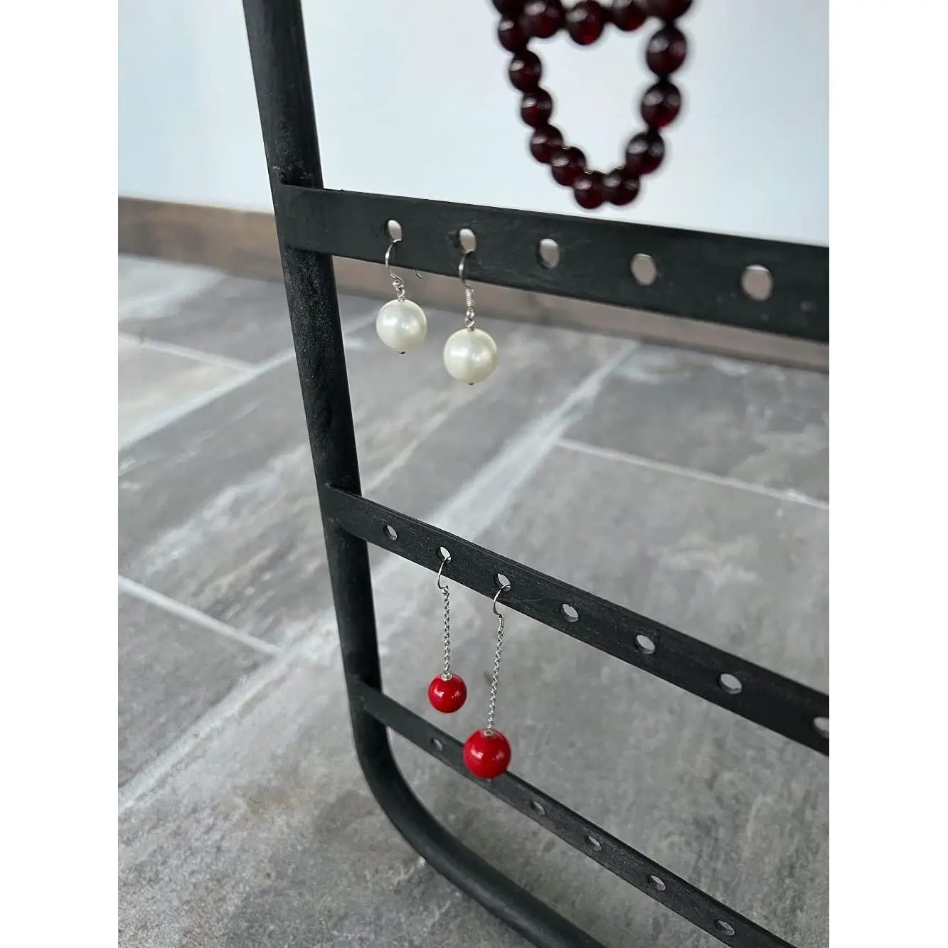 PARISLOFT Foldable Jewelry Holder With Mirror Black Metal Organizer For Necklaces Bracelets Earrings Rings Table Top Display