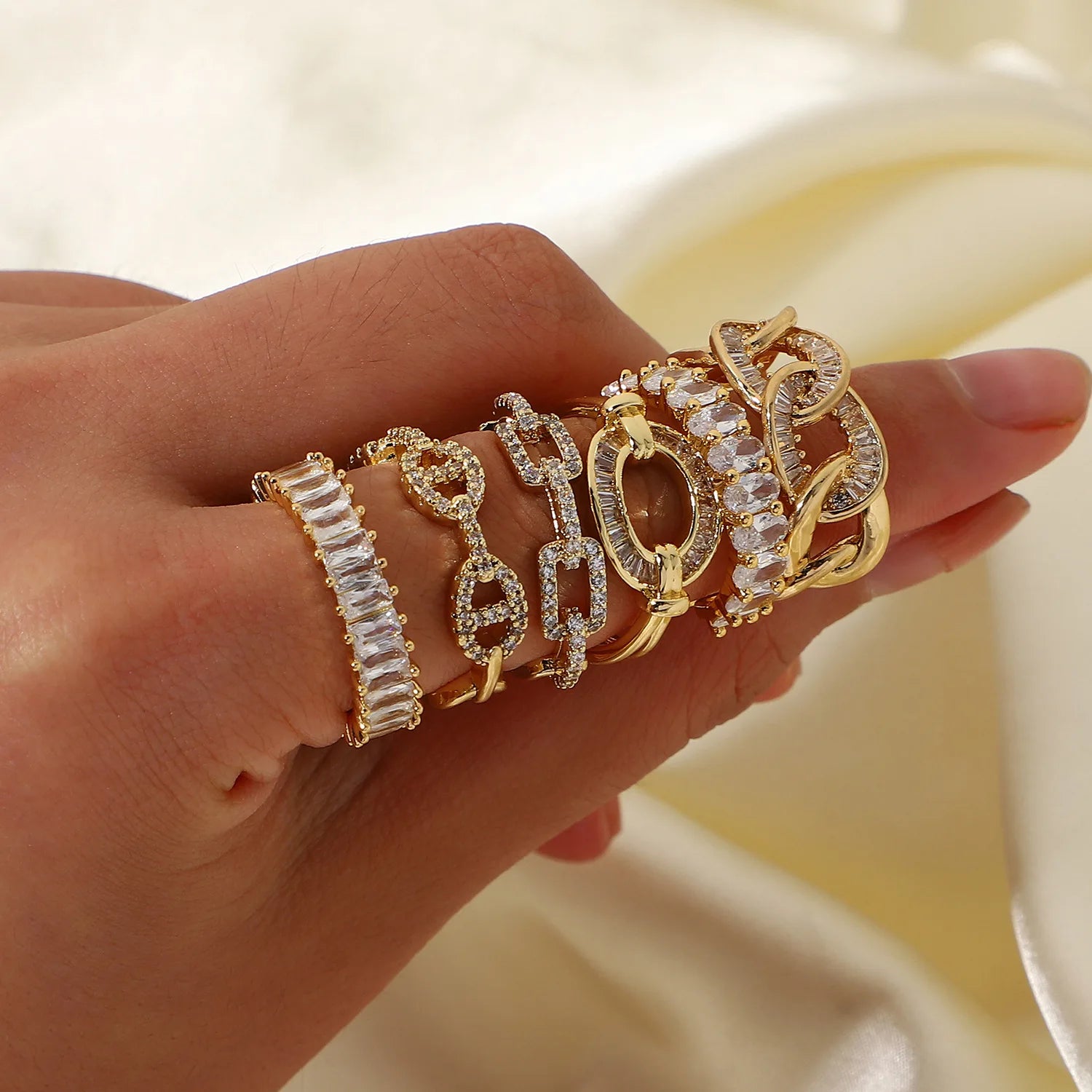 YW High Quality New Style Jewelry Zircon Ring Opening Retro Wholesale Rings for Women