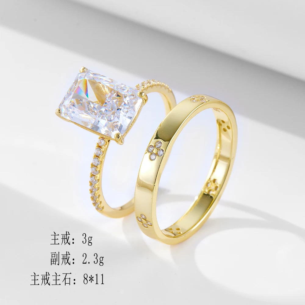 Manufacturer Latest Wholesale 14K Gold Plated Silver Ring 925 Sterling Jewelry Ice Zircon Wedding Engagement Rings Jewelry Women