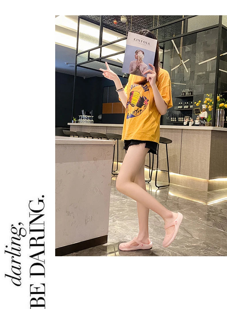 New Summer Jelly Sandals Women Outdoor Casual Slip On Garden Beach Shoes Female Rubber Clogs Non-slip Slides Breathable Slippers