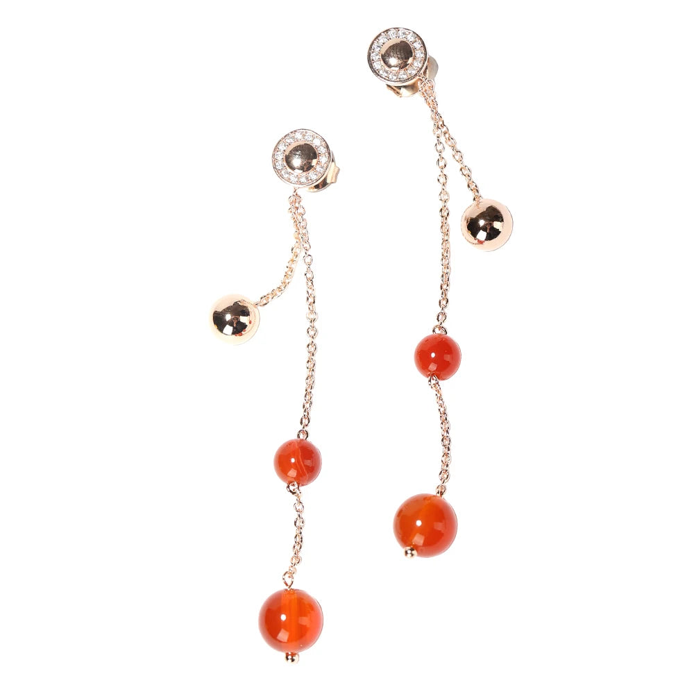 Manufacturer Adjustable Red Agate Long Tassel Sweater Chain Earrings Women's Classic Exquisite Jewelry