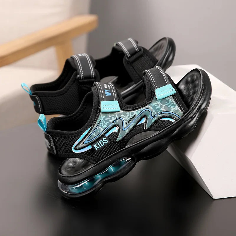 Children's Shoes Kids Summer Sandals Boys for Cushion Velcro Closure Cartoon Breathable Lightweight Student Beach Large Size