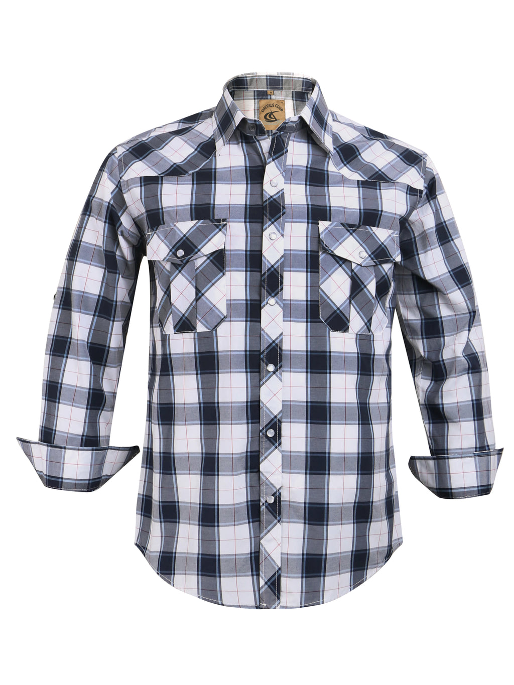 Men's Western Cowboy Long Sleeve Pearl Snap Casual Plaid Work Shirts