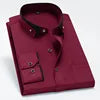 2025 New Men's Contrast Collar Elastic Long Sleeve Shirt Business Casual Comfortable Non-Ironing Shirt