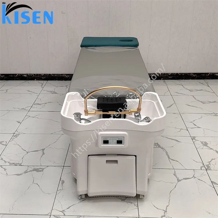 KISEN Portable Massage Shampoo Basin Pipeless Head Spa Equipment with Water Therapy Mobile Washing Bowl for Salon Use