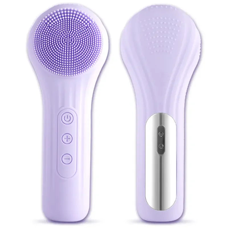 Vibrating Silicone Facial Cleansing Brush with Heat Massage & USB Charging