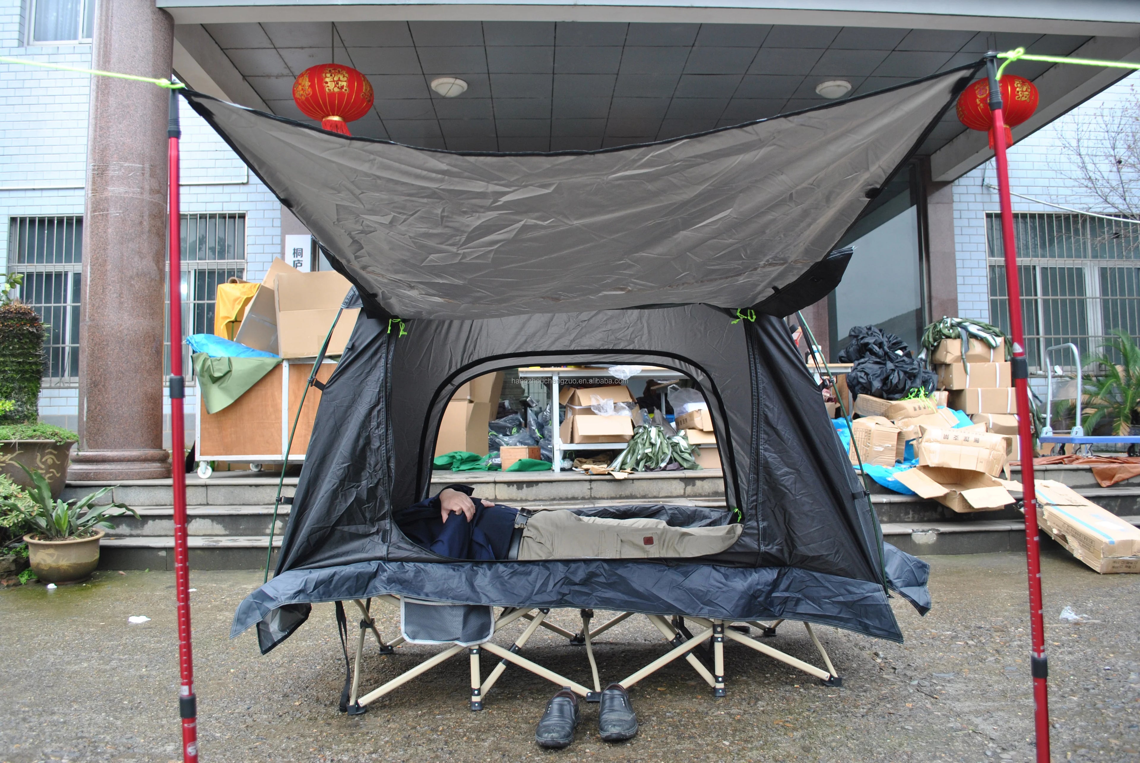 Cot Tent,Camping Tent,Backpacking Tent,3 Way Tent,Solo Tent,1 Person,Quick Setup,CZ-336 Camping tent build on cot or use alone