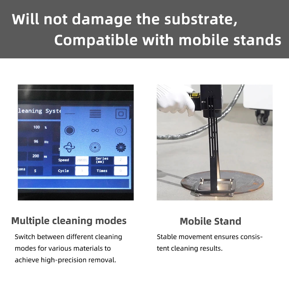 BingYan US DE Stock Engine Part Decarbonization Laser Pulsed Trolley Case System Laser rust Remover Laser Cleaner Machine