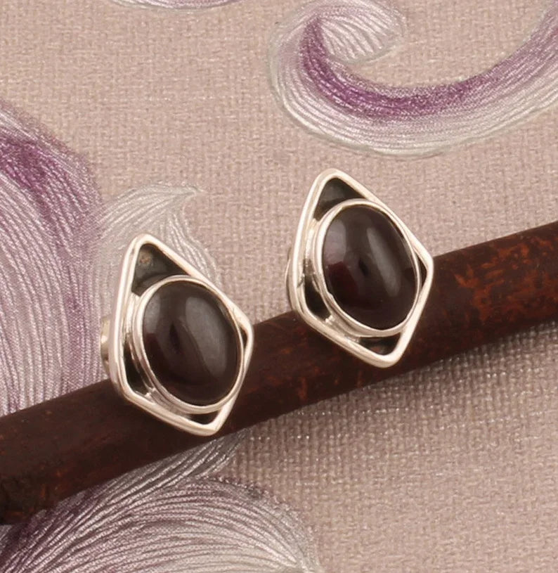 Wholesale 925 Sterling Silver Natural Black Onyx Oval Shaped Hoop Earrings Minimalist Wedding Gift Party at Factory Price