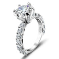 Wedding Ring Wholesale 925 Sterling Silver Casual Rings 2ct Big Moissanite Rhodium Plated for Ladies