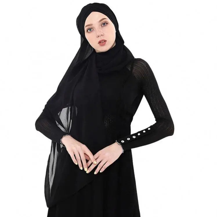 2019 Fashionable Customize Instant Cross Chiffon Hijab Solid Color Scarves Shawls