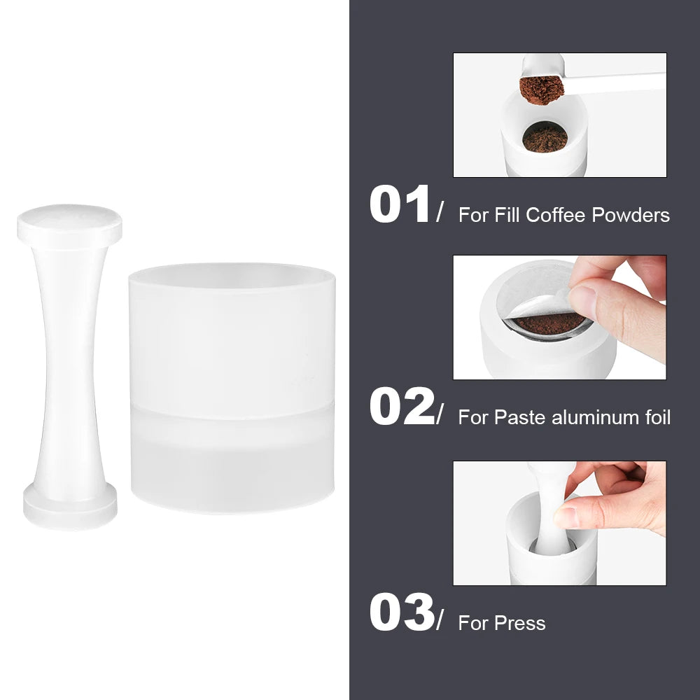 Icafilar Reusable Coffee Capsule Pod for Nespresso Stainless Steel Espresso Crema Coffee Filter Aluminum Foils Lid Tamper Dosing