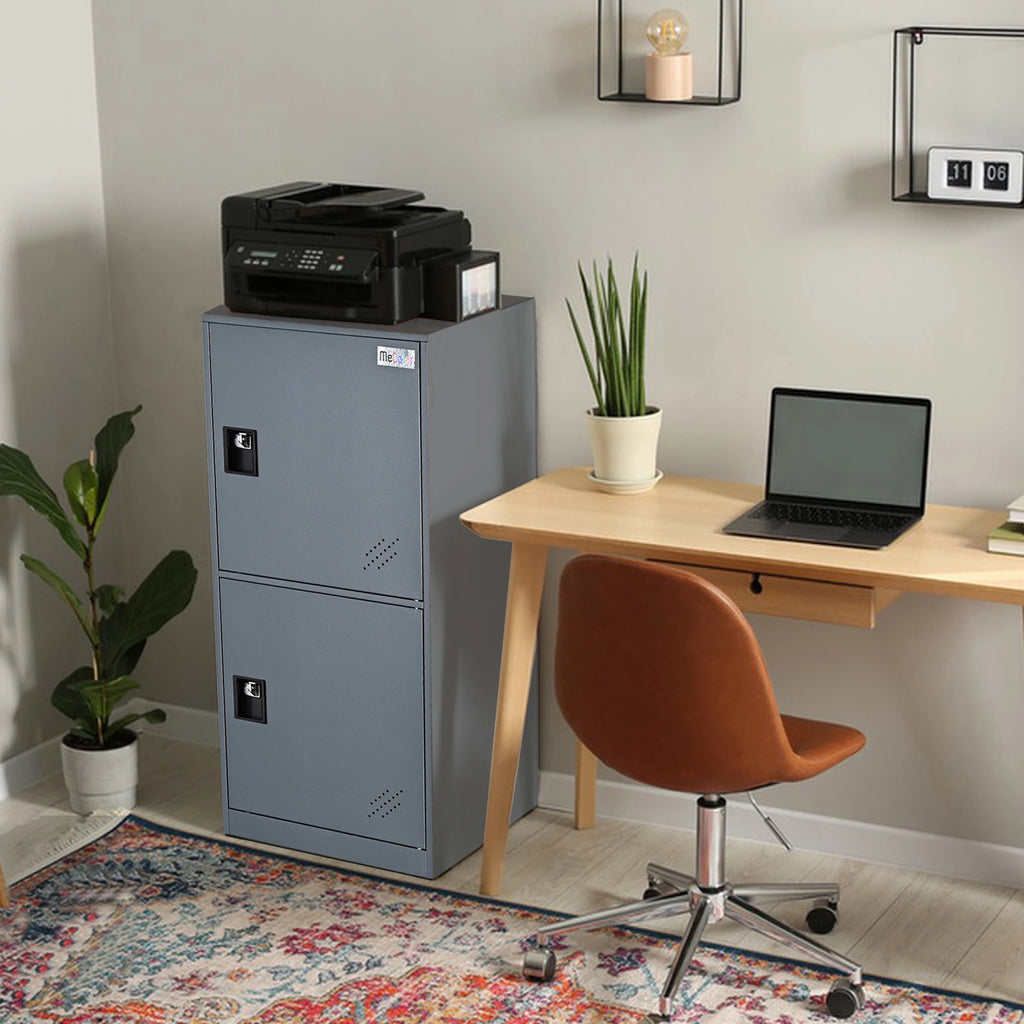 2 Door Small Locker Cabinet with Lock Latch for Home Bedroom Office