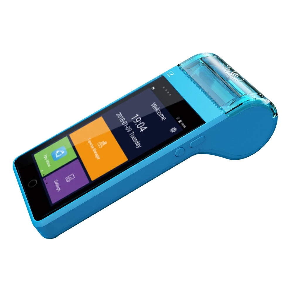Smart Handheld POS Terminal with WiFi Bluetooth GSM/4G Receipt Printer - Order Reception Invoice Printing Application Compatible