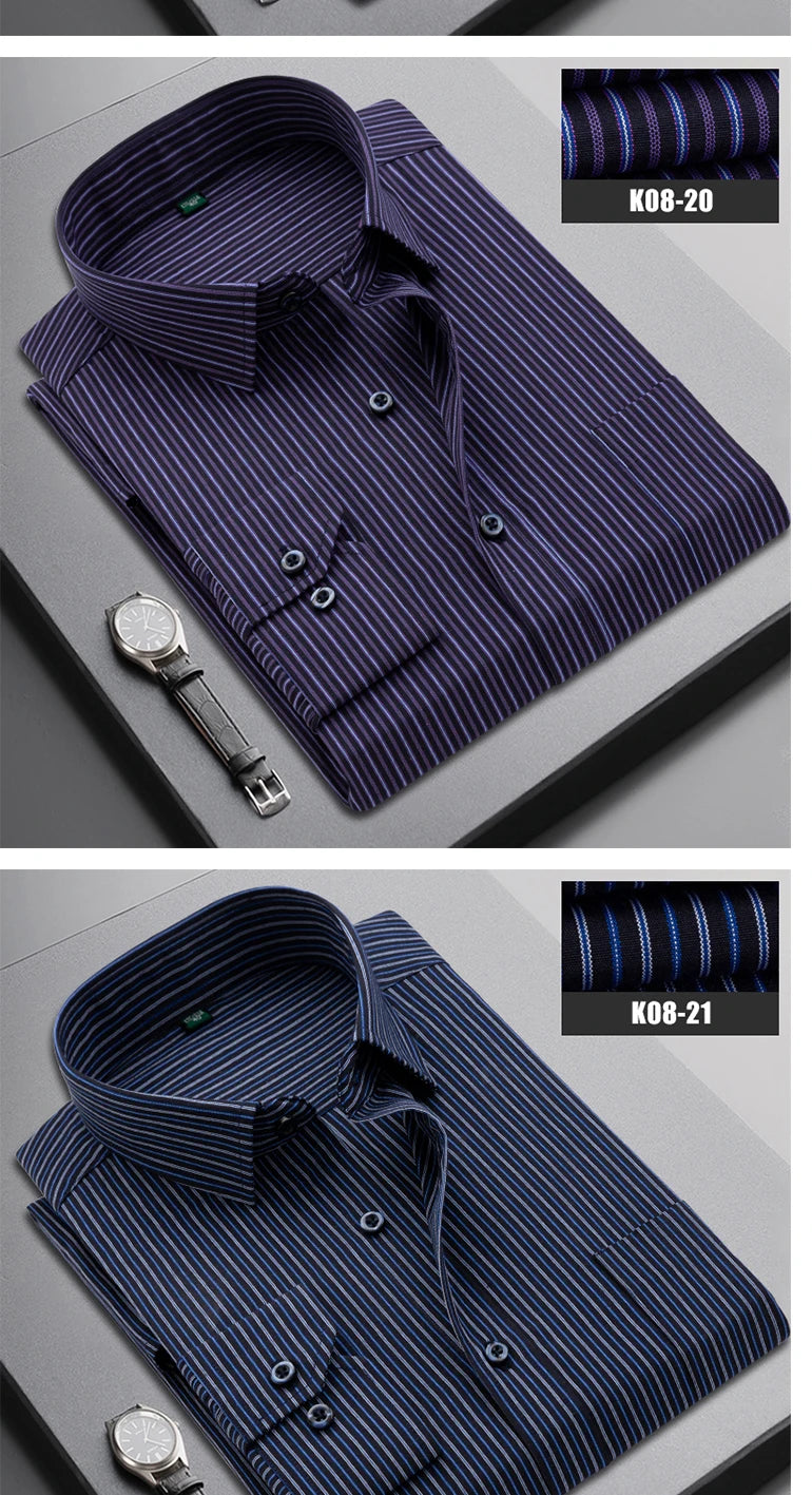 Brand New Men Shirt Male Dress Shirts Striped Men's Casual Long Sleeve Business Formal Plaid Shirt camisa social