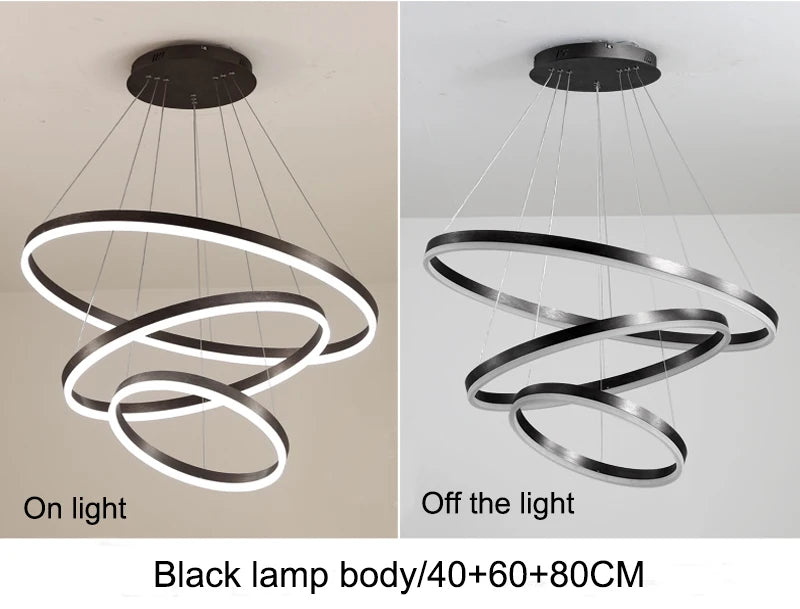 Modern LED Ring Pendant Lights Golden Creative Aluminum Circle Pendant Light for Living Room Restaurant Home Ring Lamp