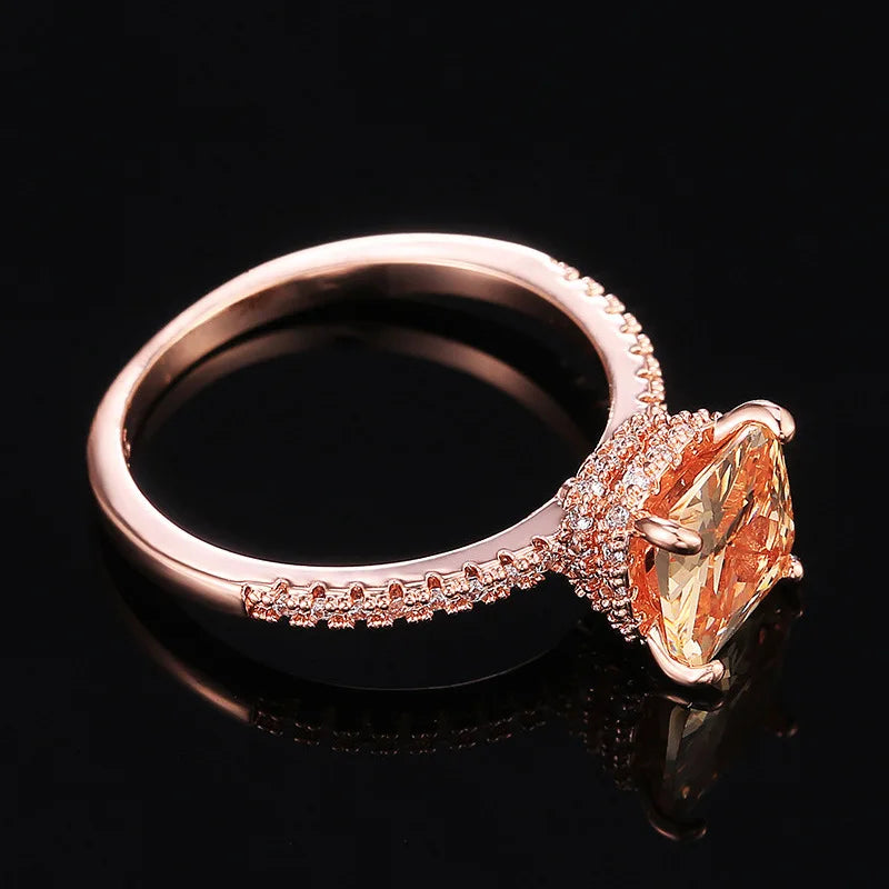 Elegant Pave Stone Ring For Women Bridal Style Fashion Finger Jewelry
