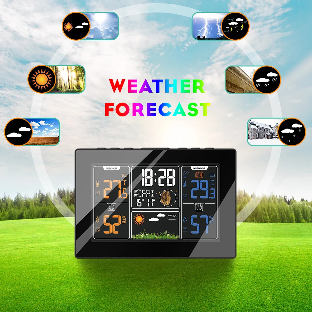 FABISENSE Wireless Weather Station with Indoor Outdoor Sensor Thermometer Hygrometer, Forecast Barometer Moon Phase, USB Powered