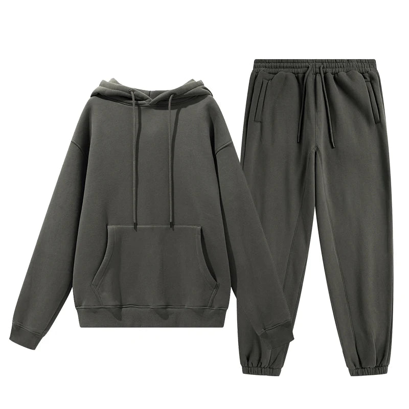 Wholesale Organic Cotton Sweatpants and Hoodie Set Custom Sweat Suits Casual Unisex Tracksuit