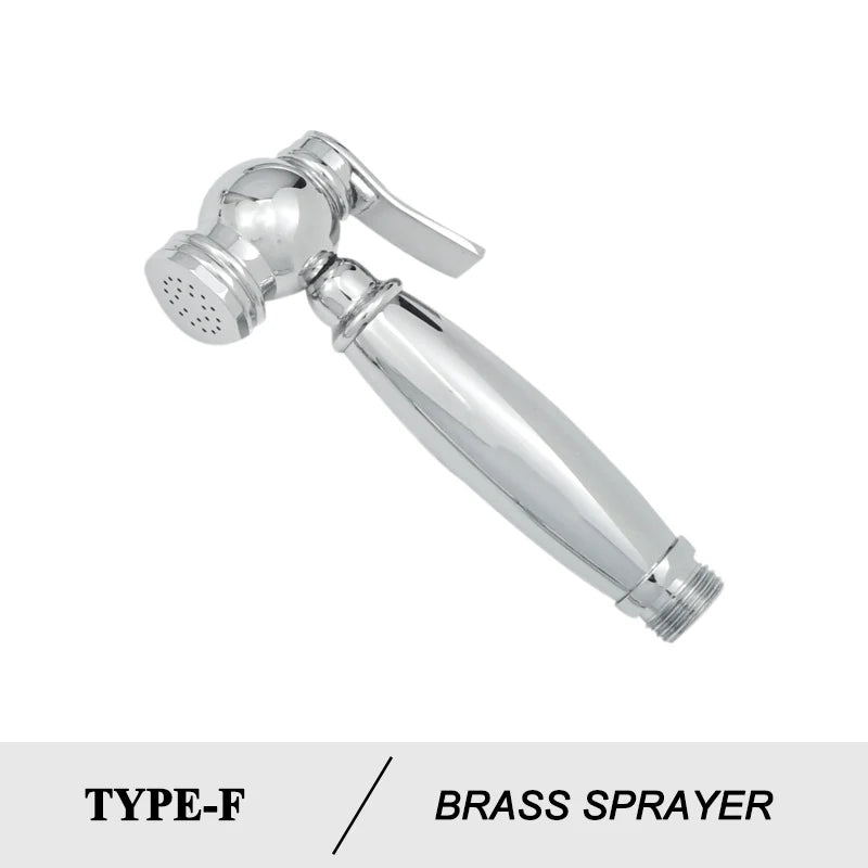 Shower Douche Toilet Bidet Sprayer Kit Chrome Polished Brass Bathroom Wall Mount Single Cold Valve Handheld Bidet Shattaf Set