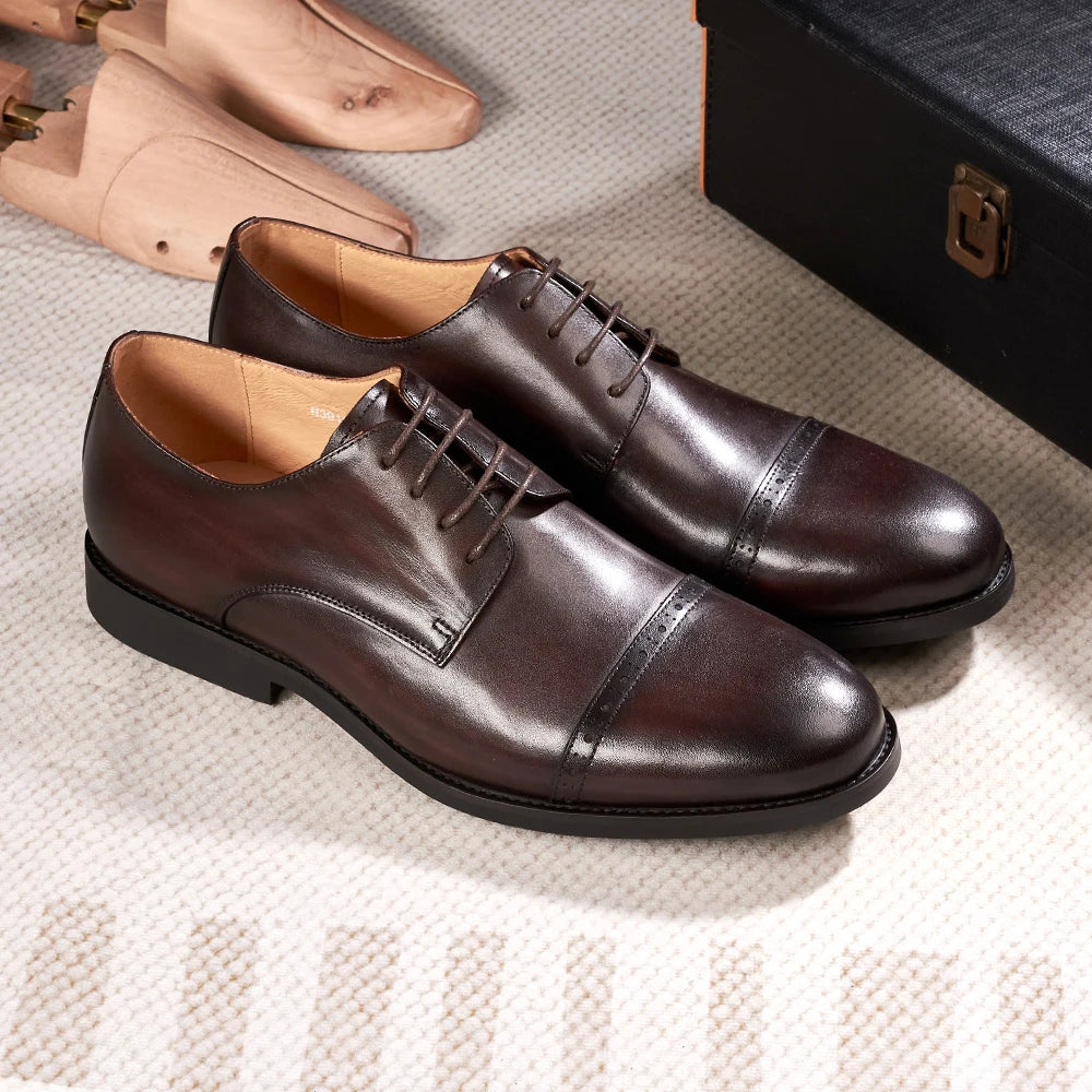 Men's Business British Genuine Leather Formal Leather Shoes, High-end Casual Versatile Top Layer Cowhide Derby Shoes