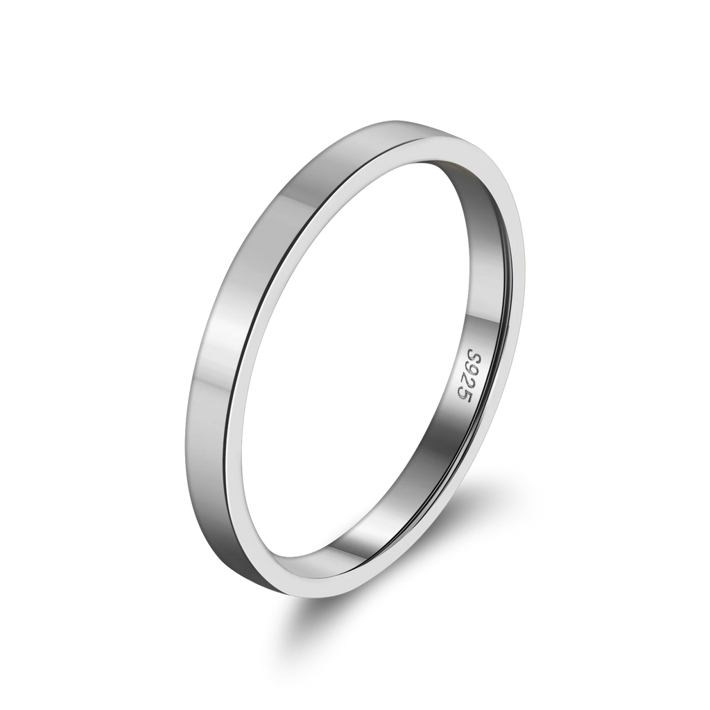 Rinntin APR33 -2 White Gold Flat Court Wedding Ring From 2mm Widths Classic Wedding 925 Silver Ring Mens & Ladies Rings