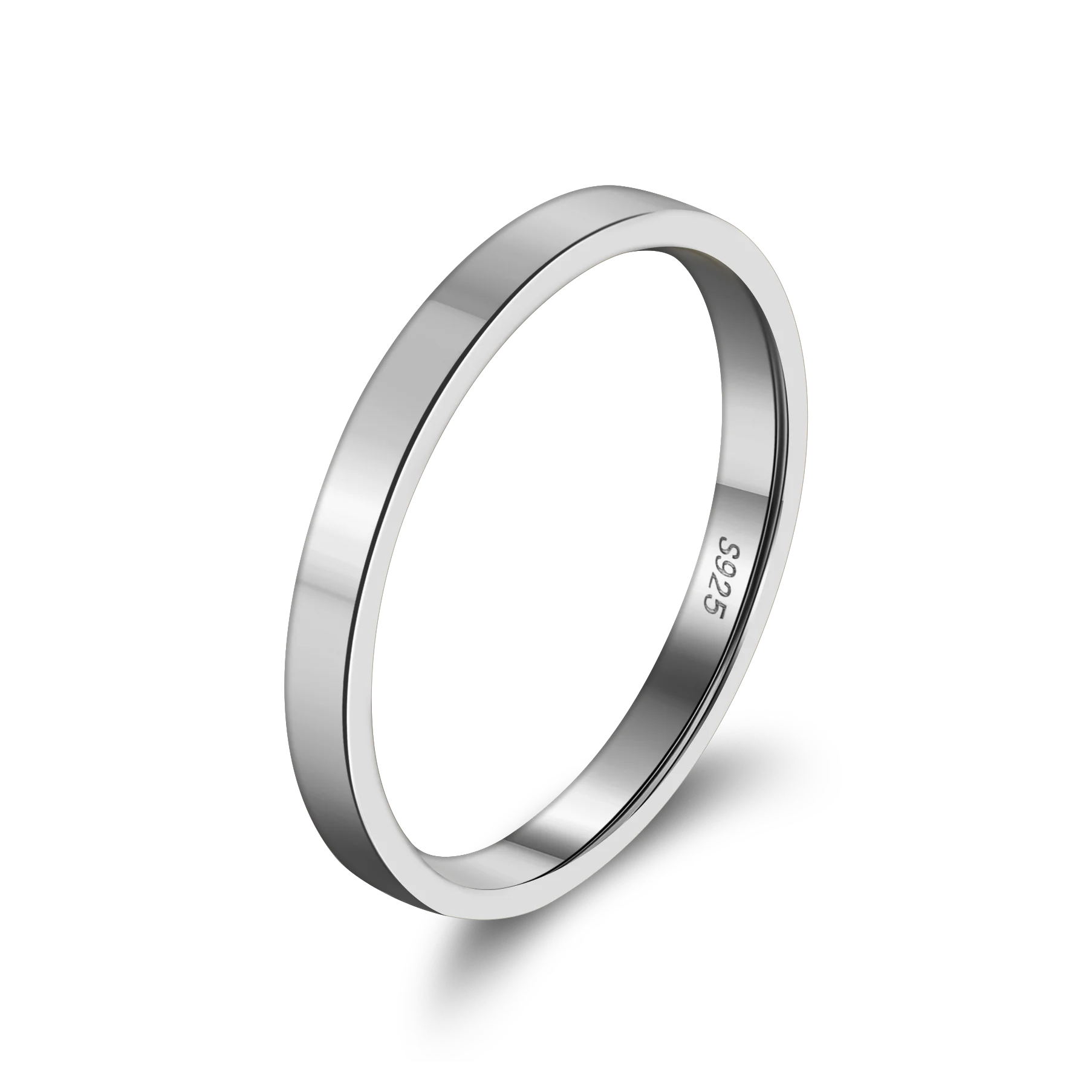 Rinntin APR33 -2 White Gold Flat Court Wedding Ring From 2mm Widths Classic Wedding 925 Silver Ring Mens & Ladies Rings