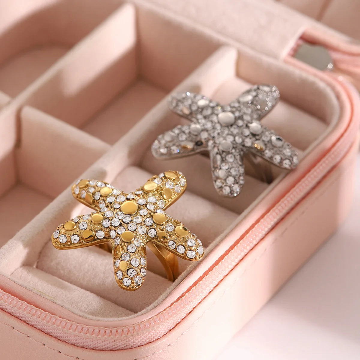 New Luxury Summer Design Waterproof Ring Stainless Steel 18K Gold Starfish Rings
