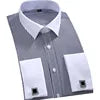 Fashion Mens French Cuff Dress Shirt New Long Sleeve Formal Business Buttons Shirts Regular Fit Cufflinks Wedding Tuxedo Shirt