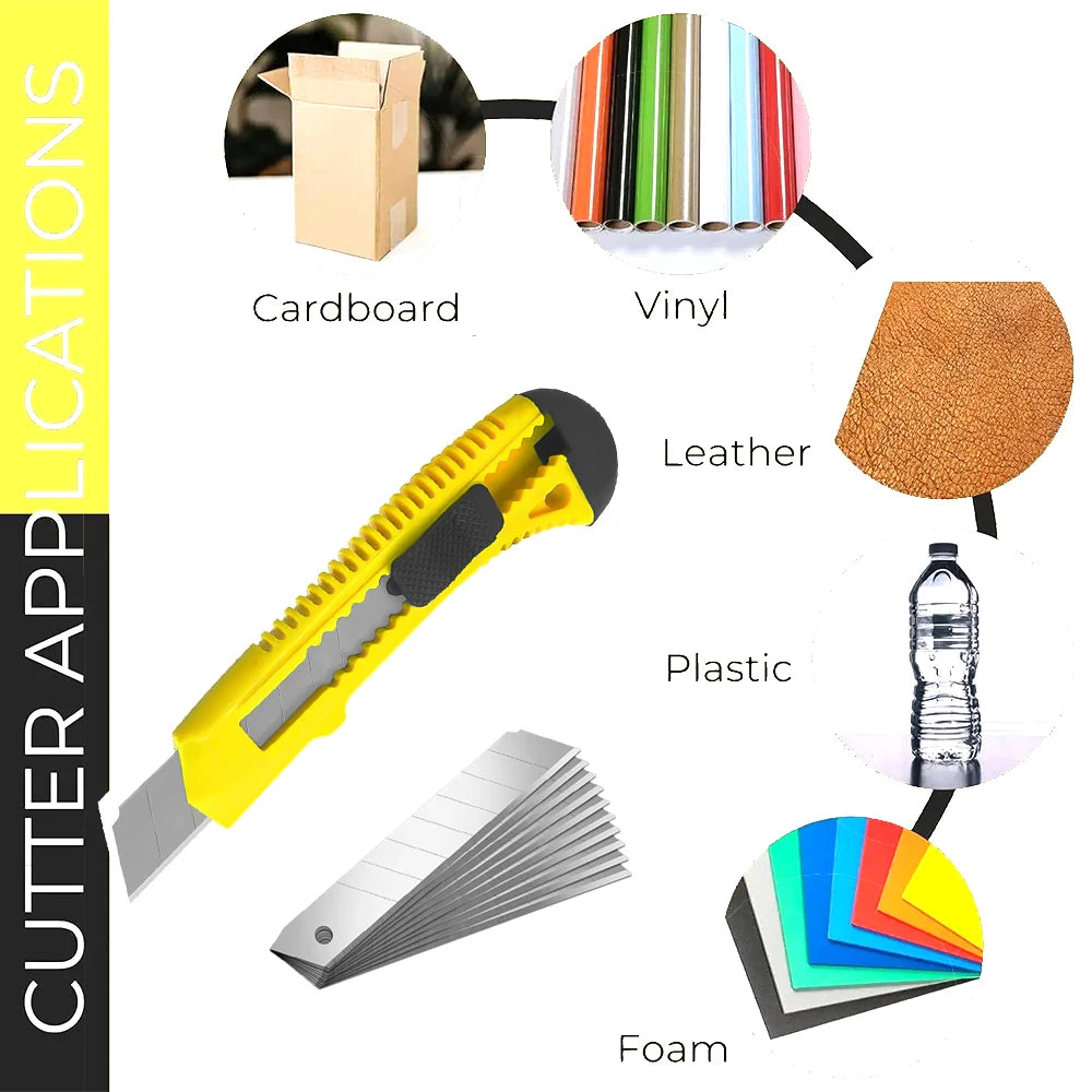 Trimming Knife 18mm Blade Retractable with Lock Back Box Cutter Opener School Office Student DIY Stationery Tool Utility Knifes
