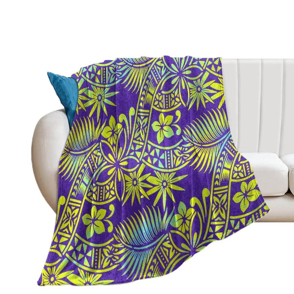 1MOQ Custom Print Sublimation Blankets Fiji Samoa Polynesian Tribal Winter Fleece Blanket Micro Plush Family Blanket for Kids
