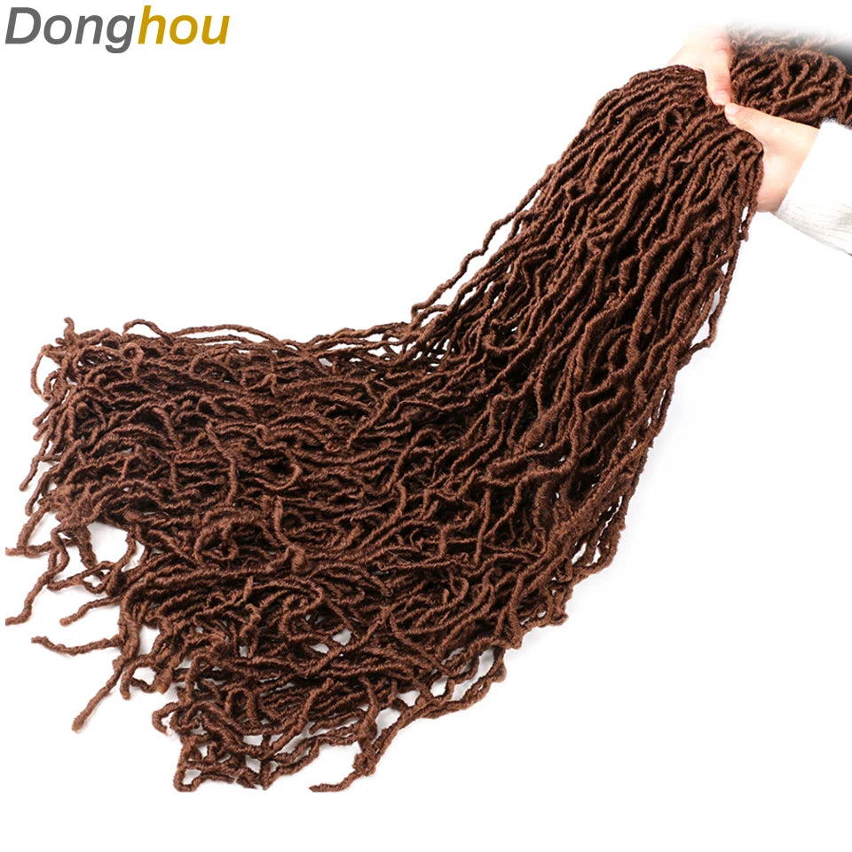 Long Goddess Faux Locks Crochet Braids Brown Blue 1B 30 350 Soft Locs Braiding Hair Synthetic Faux Locs Crochet Hair Extensions