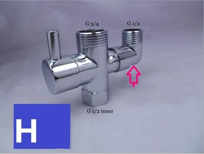 G1/2 Black Water Divider One-in-two-out Three-Way Shower Faucet Valve Adapter Hot Cold Water Switch