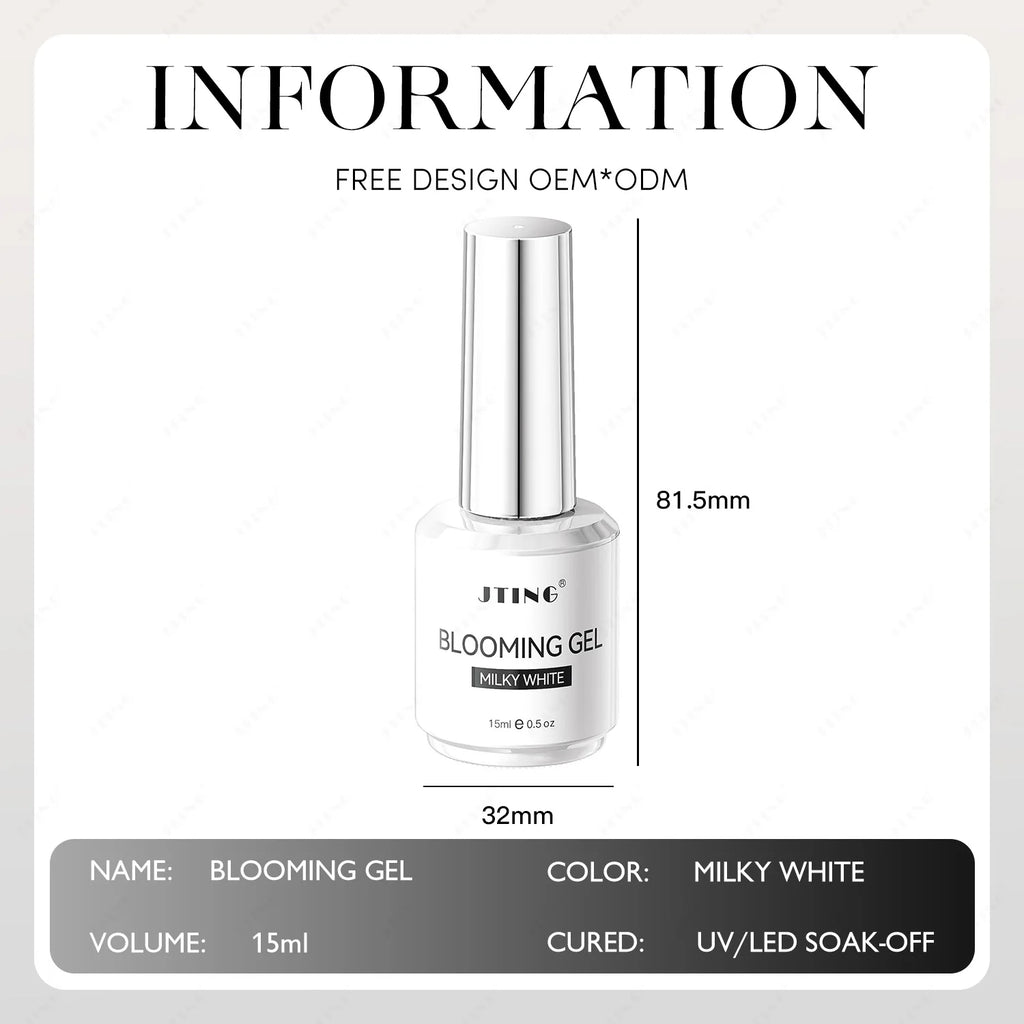 JTING Newest Milky White Blooming Gel Nail Art Painting Gel OEM/ODM Custom Nail Gel Polish Private Brand Design Nail Supplier
