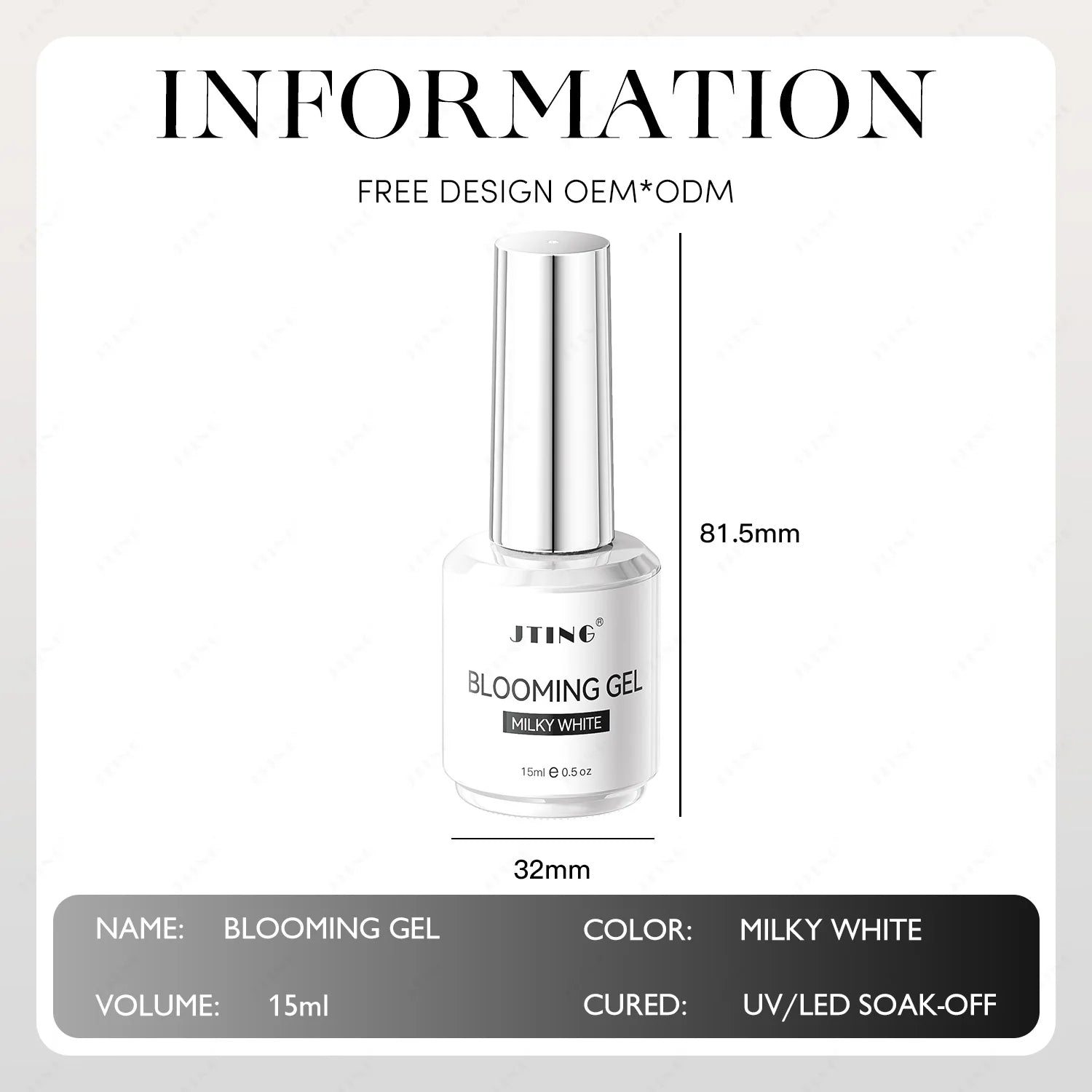 JTING Newest Milky White Blooming Gel Nail Art Painting Gel OEM/ODM Custom Nail Gel Polish Private Brand Design Nail Supplier