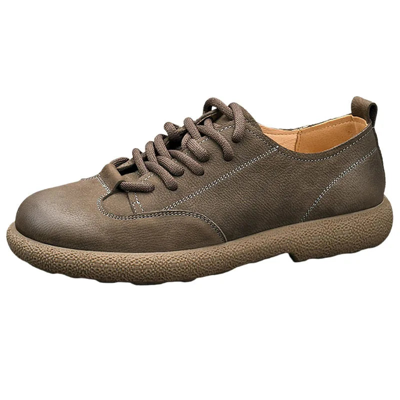 Genuine Leather Men's Round Toe Lace-up Boat Shoes Summer Breathable Rubber Outsole EVA Midsole Solid Pattern Casual Wear