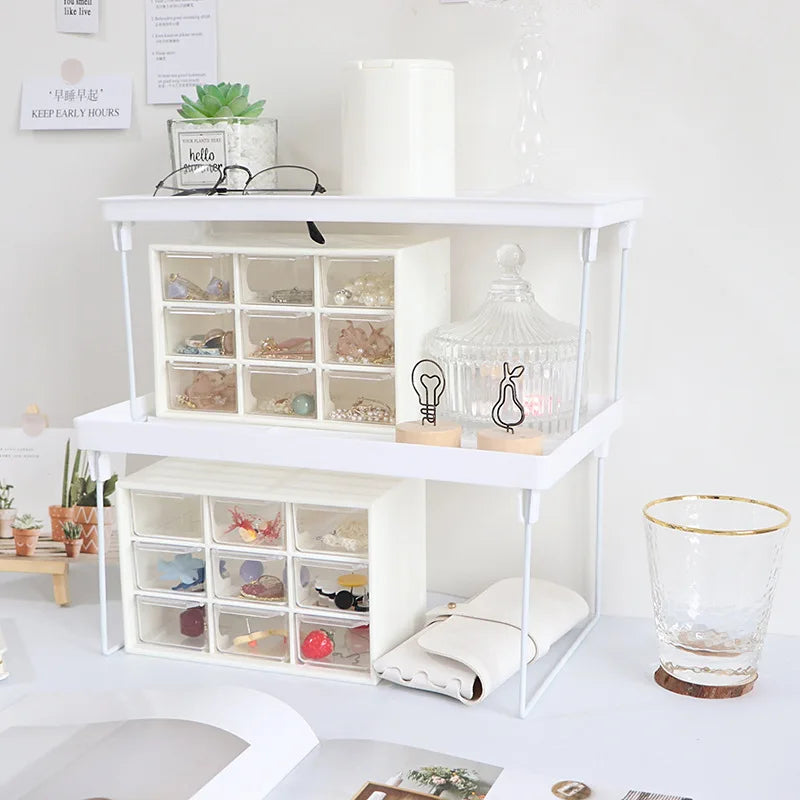 Home Closet Organizer Storage Shelf Kitchen Adjustable Storage Rack Shelves Cabinet Holders Space Saving Makeup Organizer