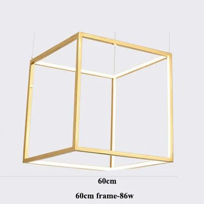 Modern square led chandelier art design postmodern luxury golden light Indoor Living Room Decor Lobby suspension chandelier