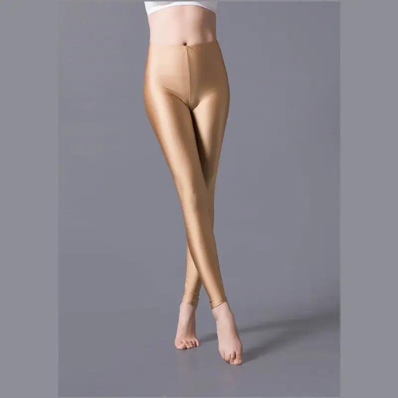 Women Shiny Pant Leggings Hot Selling Leggings Solid Color Fluorescent Spandex Elasticity Casual Trousers Shinny Legging
