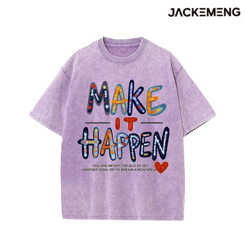 Oversized Washed Retro Motivational Streetwear Print Tshirt USA Stock Wholesale Y2K Casual Tee