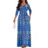 New Wholesale Customized Polynesian Tribal Printed Lace-Up Long Maxi Dress Side Pocket Plus Size Women Casual Dresses With Belt