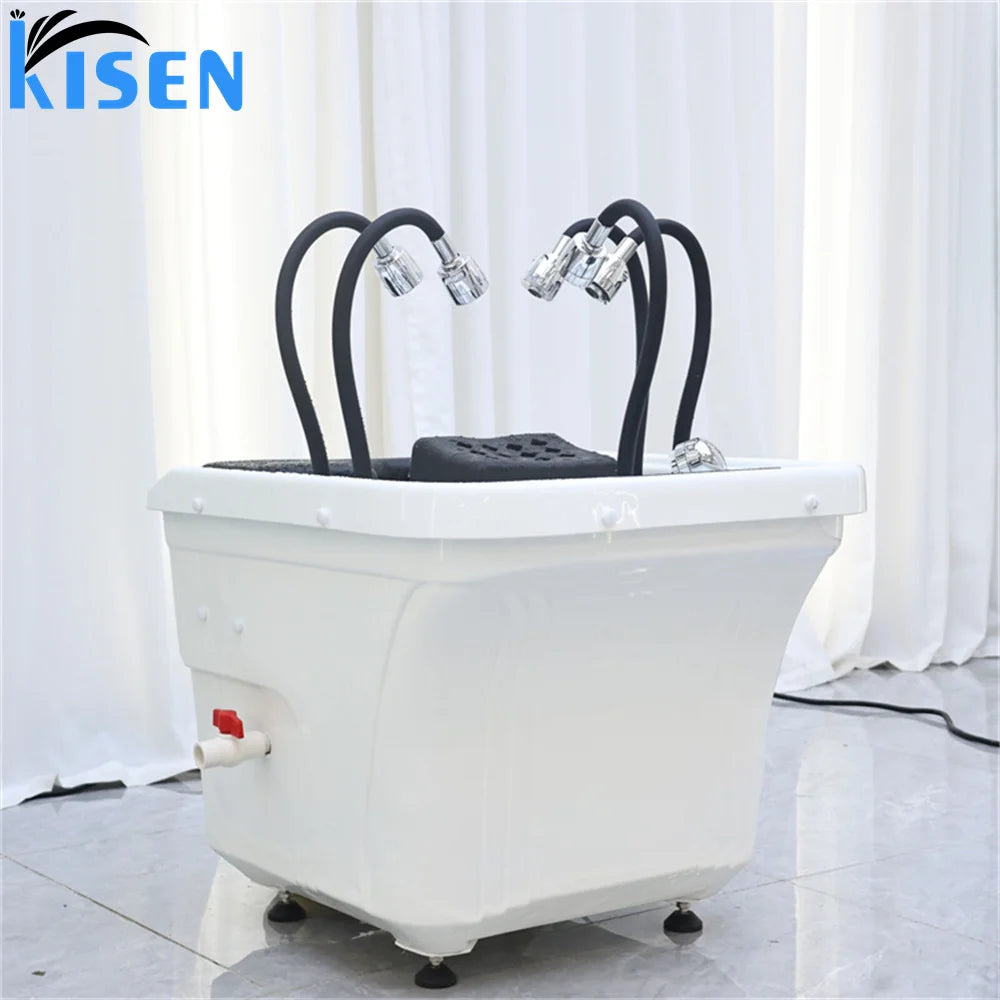 Popular Portable No Plumbing 60L Water Tank Shampoo Basin Sink Waterfall Water Circulation Spa Salon Furniture Washing Hair Bowl