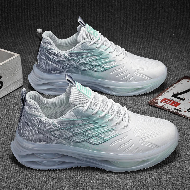 Men's Lightweight Breathable Mesh Sports Shoes PVC Sole Soft Lace-Up Spring Summer Running Walking Fashionable Style